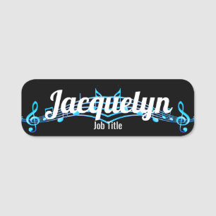 Treble Clef und Angestellte Music Black Name Tag Namensschild