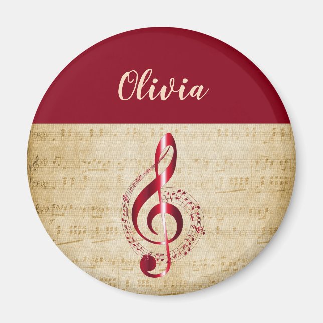 Treble Clef Vintag Music Magnet (Vorne)