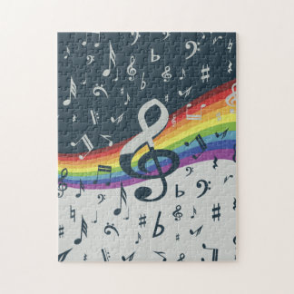 Treble Clef Wave Rainbow Colors Puzzle