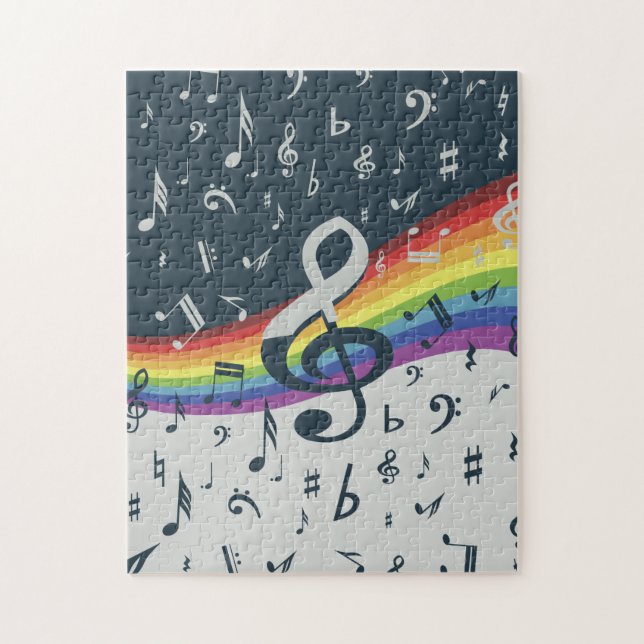 Treble Clef Wave Rainbow Colors Puzzle (Vertikal)