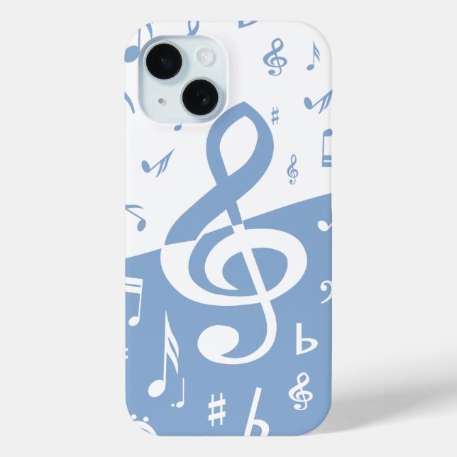 Treble Clef Wave Sky Blue und White Case-Mate iPhone Hülle (Rückseite)
