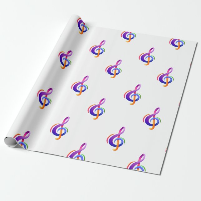 Treble Clef White Geschenkpapier (Ungerollt)