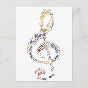 Treble Clef Word Art Postkarte