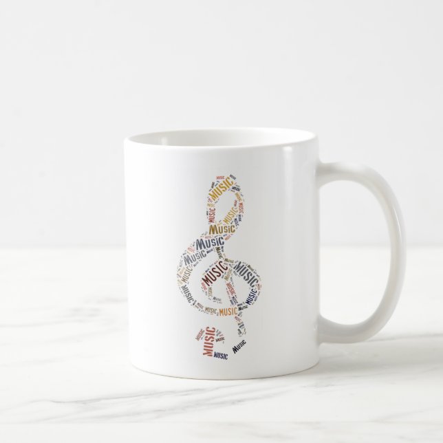 Treble Clef Word Art Tasse (Rechts)