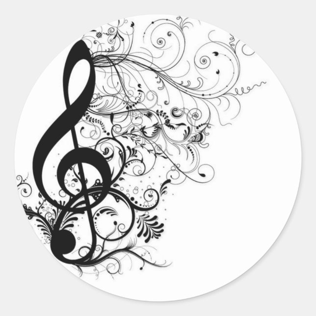 Treble Cleff Runder Aufkleber (Vorderseite)