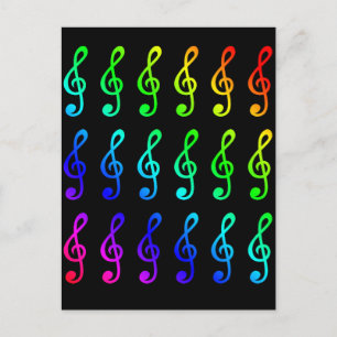 Treble Clefs Musical Notes Colorful Rainbow Colors Postkarte