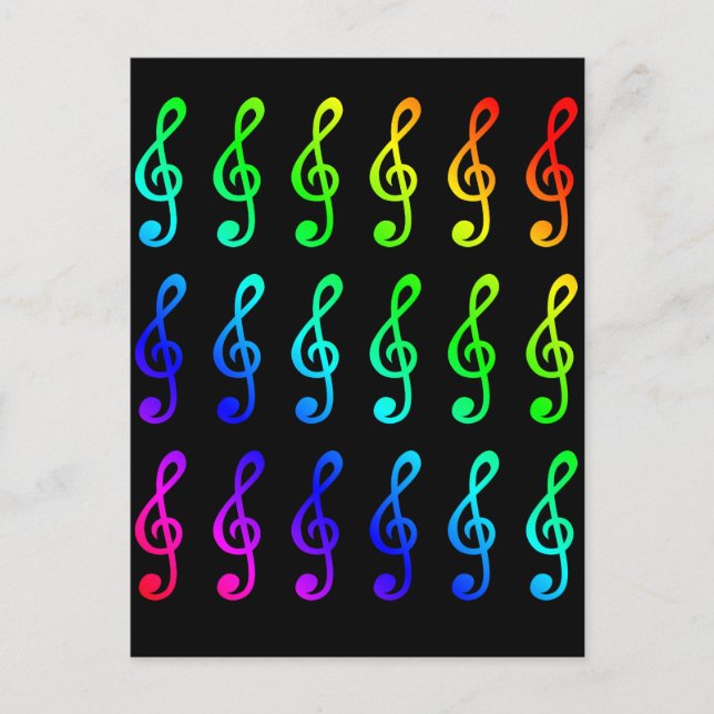 Treble Clefs Musical Notes Colorful Rainbow Colors Postkarte (Vorderseite)
