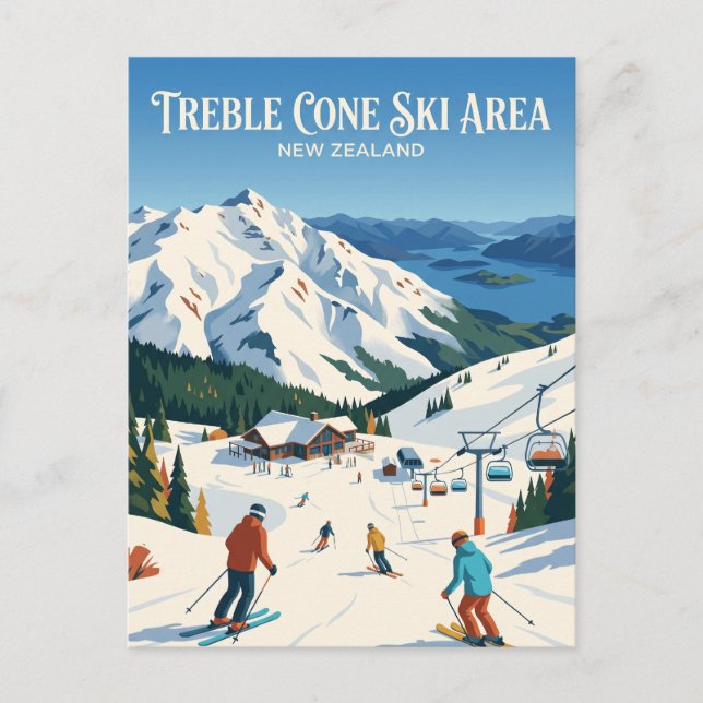 Treble Cone Skigebiet Neuseeland Postkarte (Vorderseite)