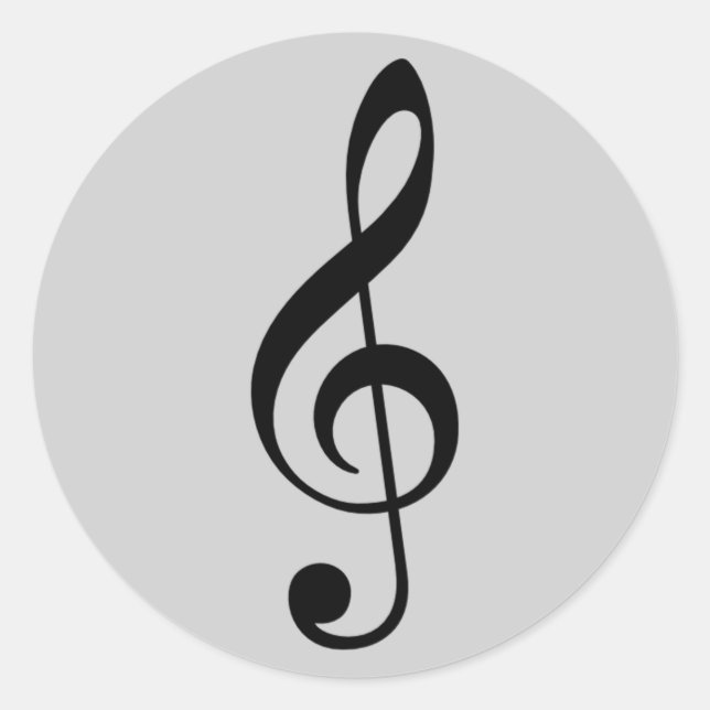 TREBLE SCHLÜSSEL ICON RUNDER AUFKLEBER (Vorderseite)