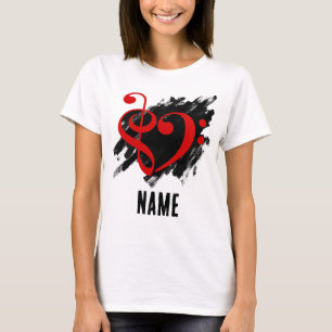 Treble und Bass Clef Heart Red individuell anpassb T-Shirt