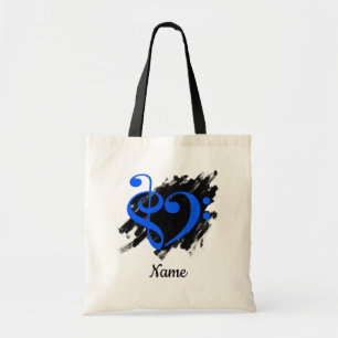 Treble und Bass Clef Heart Royal Blue individuell Tragetasche