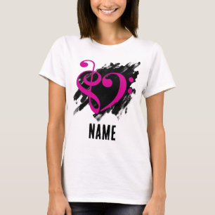 Treble und Bass Clef Herz Fuchsia individuell anpa T-Shirt