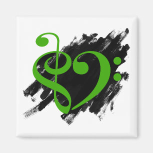 Treble und Bass Clef Musical Herz Green Magnet