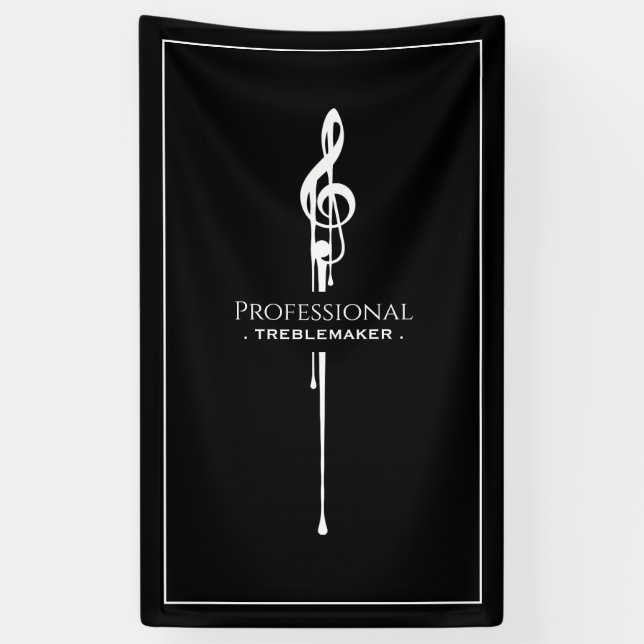 Treblemaker Funny Music Pun Classy Black G-Clef Banner (Vertikal)