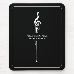 Treblemaker Funny Music Pun Classy Black G-Clef Mousepad