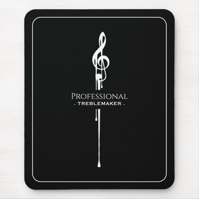 Treblemaker Funny Music Pun Classy Black G-Clef Mousepad (Vorne)