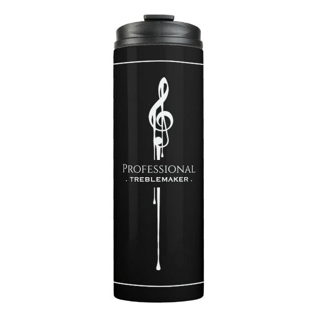 Treblemaker Funny Music Pun Classy Black G-Clef Thermosbecher (Vorderseite)