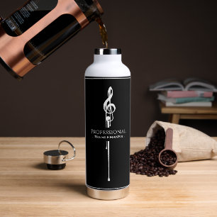 Treblemaker Funny Music Pun Classy Black G-Clef Trinkflasche