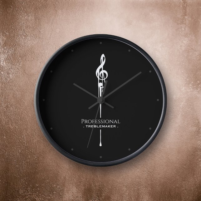 Treblemaker Funny Music Pun Classy Black G-Clef Uhr (Von Creator hochgeladen)