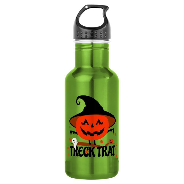 Treck Trat Pumpkin Lächeln Edelstahlflasche (Vorderseite)