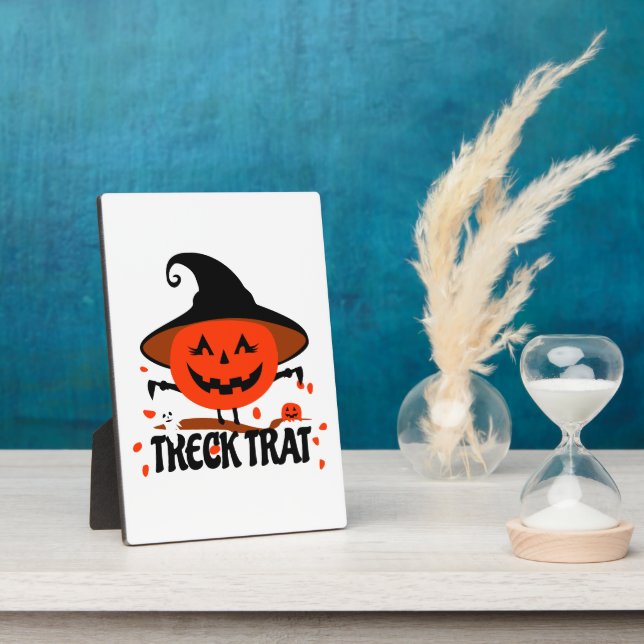 Treck Trat Pumpkin Lächeln Fotoplatte (Seite)