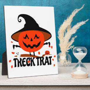 Treck Trat Pumpkin Lächeln Fotoplatte