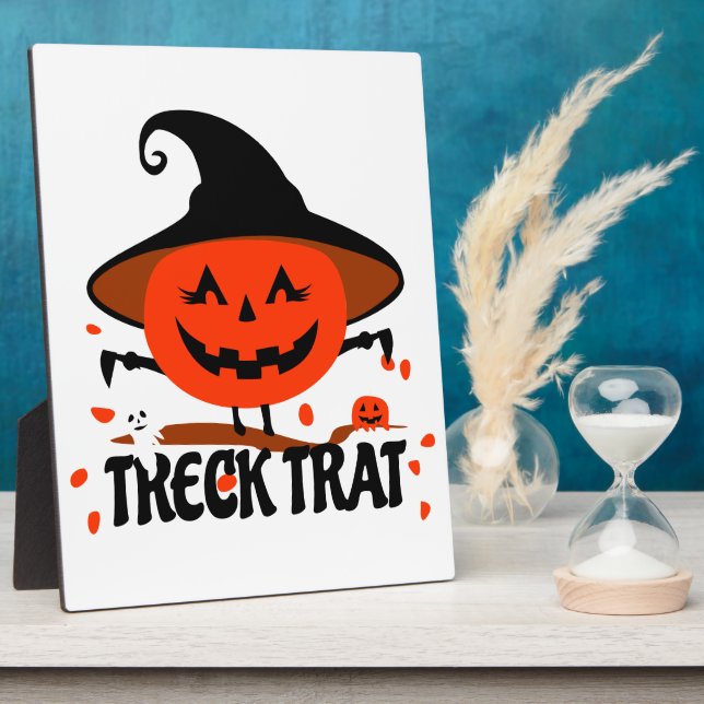 Treck Trat Pumpkin Lächeln Fotoplatte (Seite)