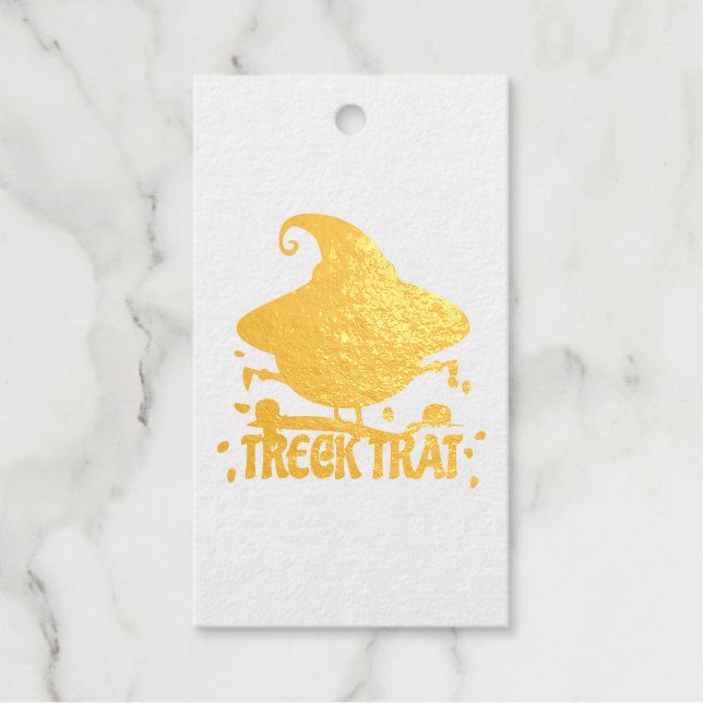 Treck Trat Pumpkin Lächeln Geschenkanhänger (Vorderseite)