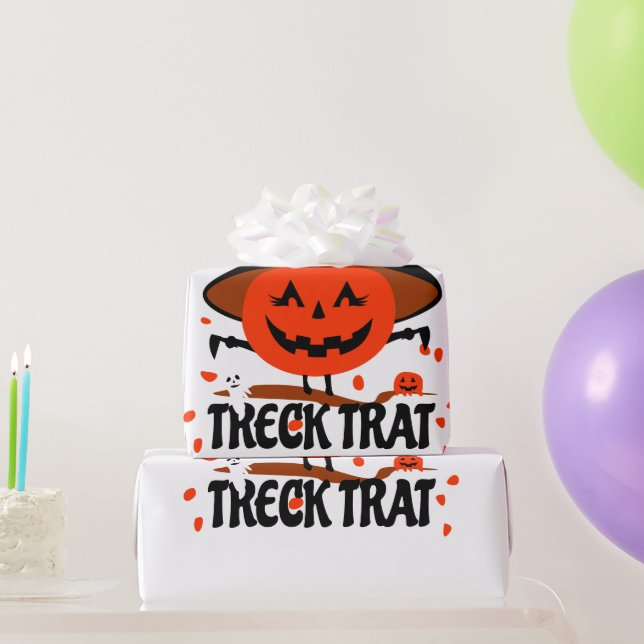 Treck Trat Pumpkin Lächeln Geschenkpapier (Partygeschenke)