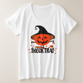 Treck Trat Pumpkin Lächeln Große Größe T-Shirt