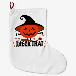 Treck Trat Pumpkin Lächeln Großer Weihnachtsstrumpf