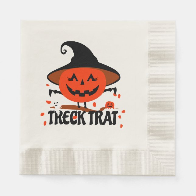 Treck Trat Pumpkin Lächeln Serviette (Vorderseite)