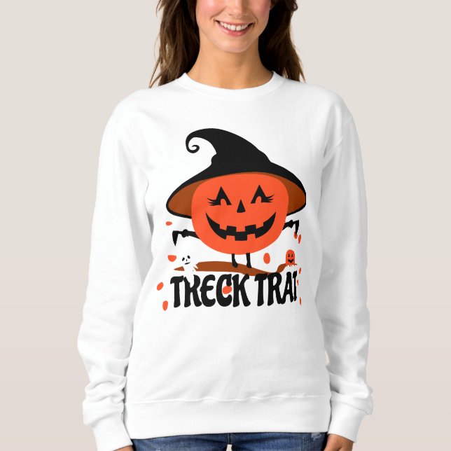 Treck Trat Pumpkin Lächeln Sweatshirt (Vorderseite)