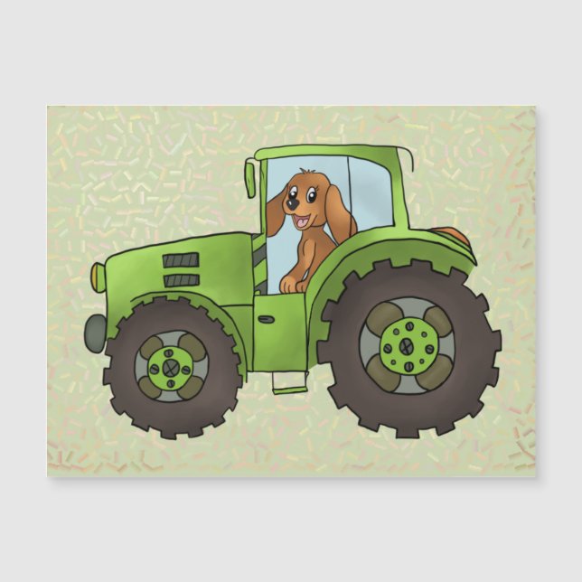 Trecker mit Hund Magnetkarte (Vorderseite)