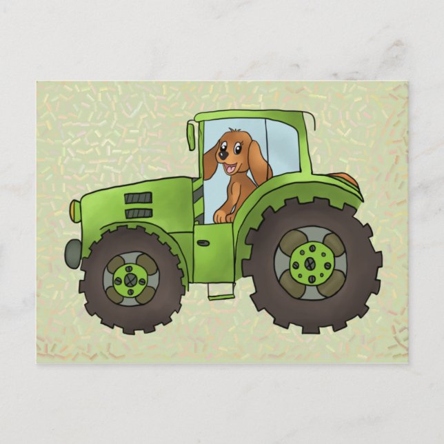 Trecker mit Hund Postkarte (Vorderseite)