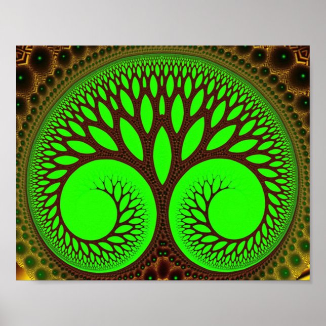 Tree 2 Fine Green Fraktal Art Poster (Vorne)