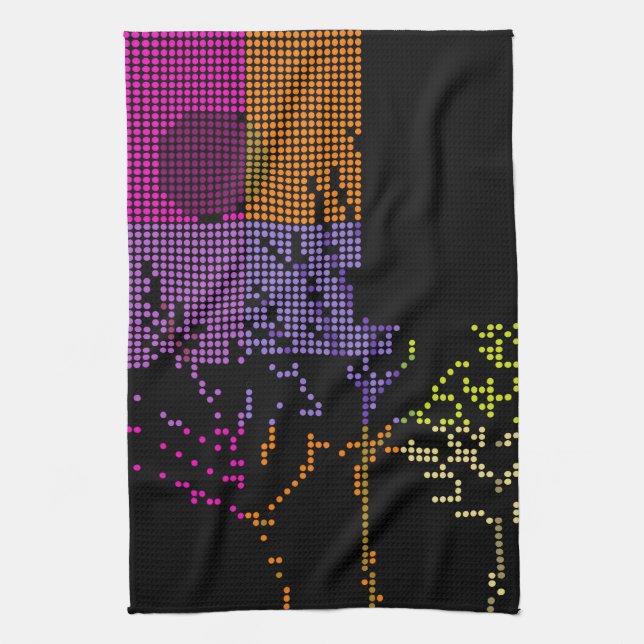 Tree and Moon Colorful Disco Lights Geschirrtuch (Vertikal)