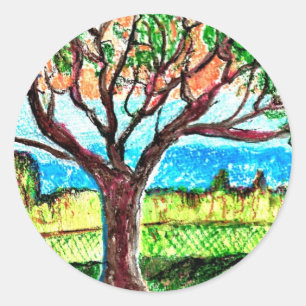 Tree Art Runder Aufkleber
