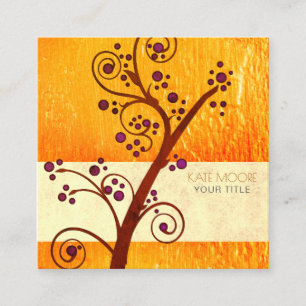 Tree auf Gold-Metallic-Holistik-Trainer oder Thera Quadratische Visitenkarte