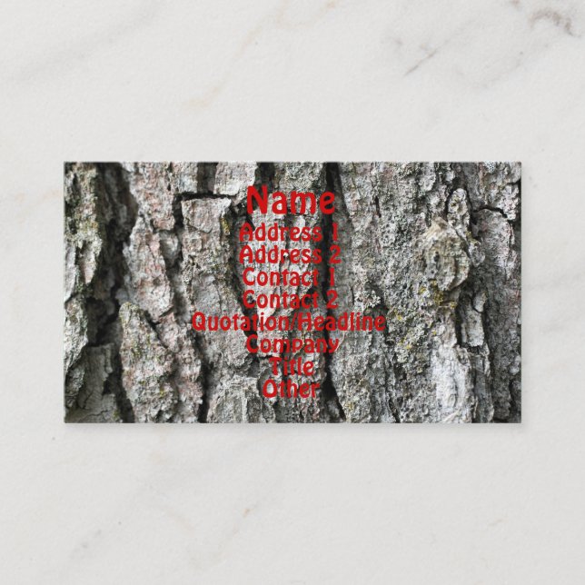 Tree Bark Nature Fotografy Business Card Visitenkarte (Vorderseite)