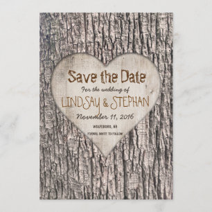Tree Bark Save the Date Card