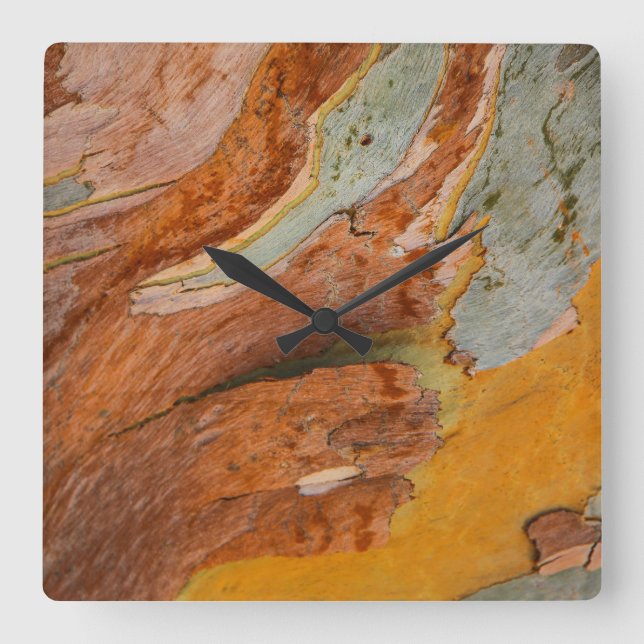 Tree Bark Wall Clock Quadratische Wanduhr (Vorderseite)