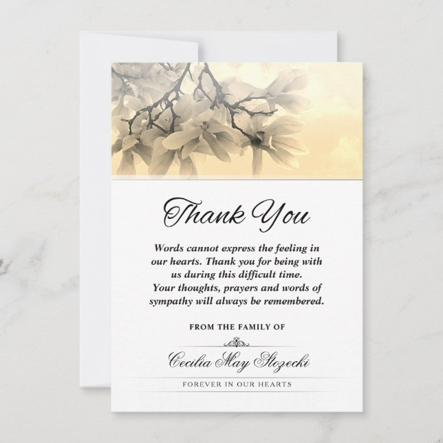 Tree Blossom Vielen Dank Beileid Beerdigungsausdru Dankeskarte (Vorderseite)