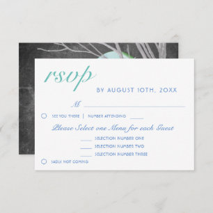 Tree Blue Moon Night Chalkboard Menü RSVP Card