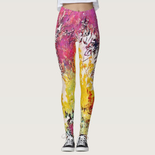 Tree Blume Künstlerische Leggings im Blumenstil