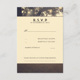 Tree Branches Lights Wedding RSVP Karten