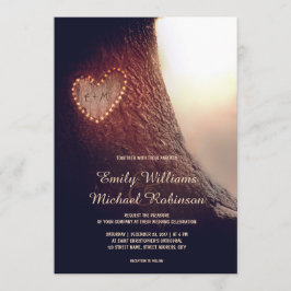 Tree Carved Heart Rustic and Vintage Wedding Einladung