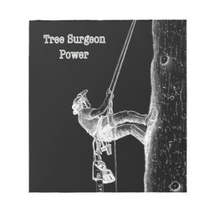 Tree Chirurg Arborist am Werk zur Zeit Chainsaw Notizblock