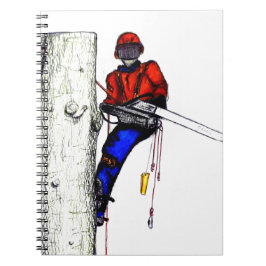 Tree Chirurg Arborist am Werk zur Zeit Chainsaw Notizblock