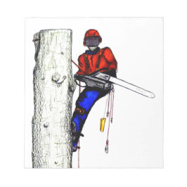 Tree Chirurg Arborist am Werk zur Zeit Chainsaw Notizblock